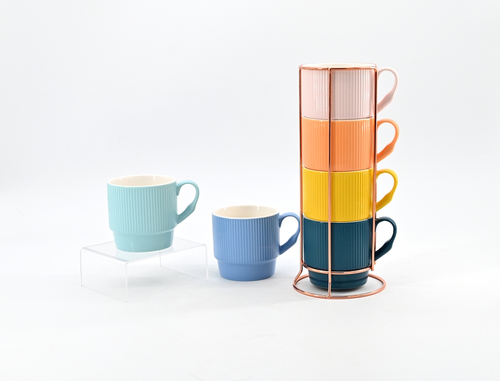 New bone china ceramics embossed color glazed mug