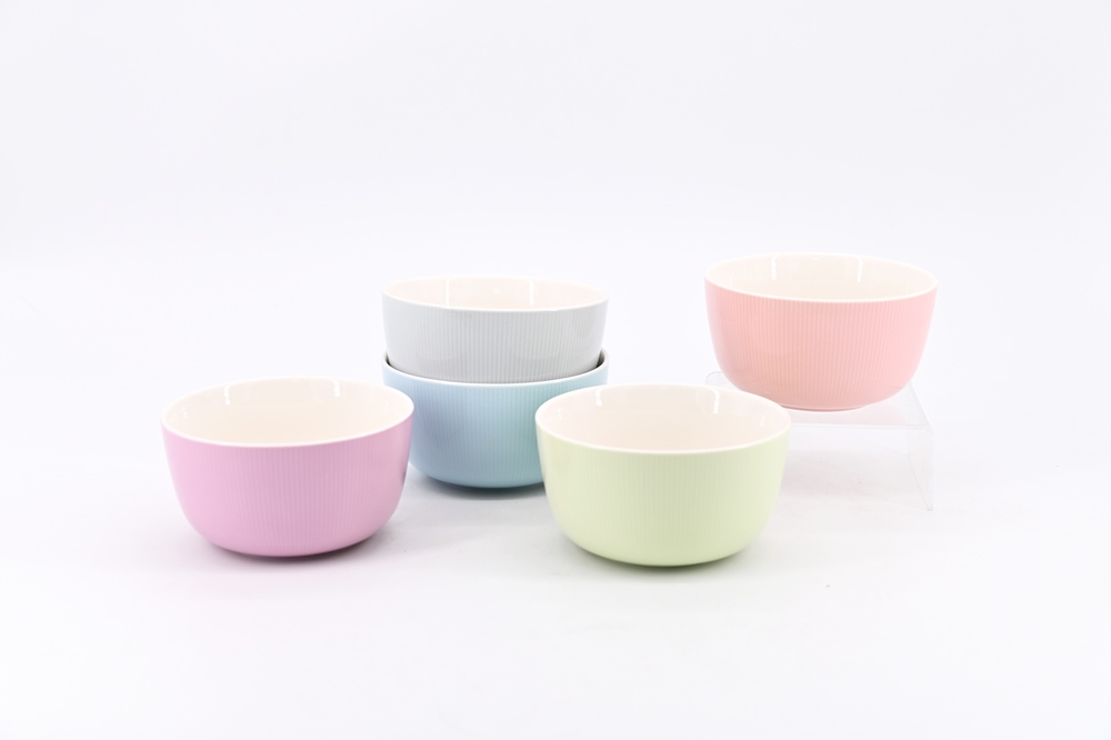 New bone china ceramics embossed color glazed bowl