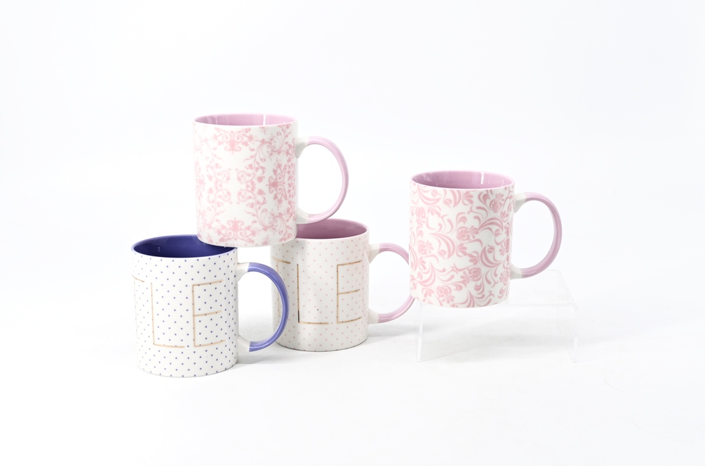 New bone china ceramics decal mug with inner color glazed 