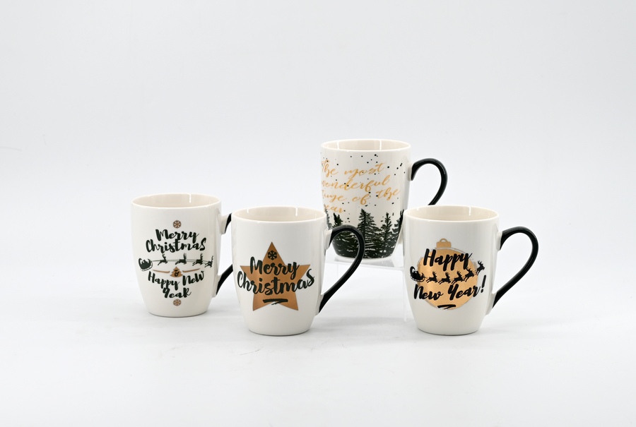 New bone china ceramics decal mug+color glazed handle