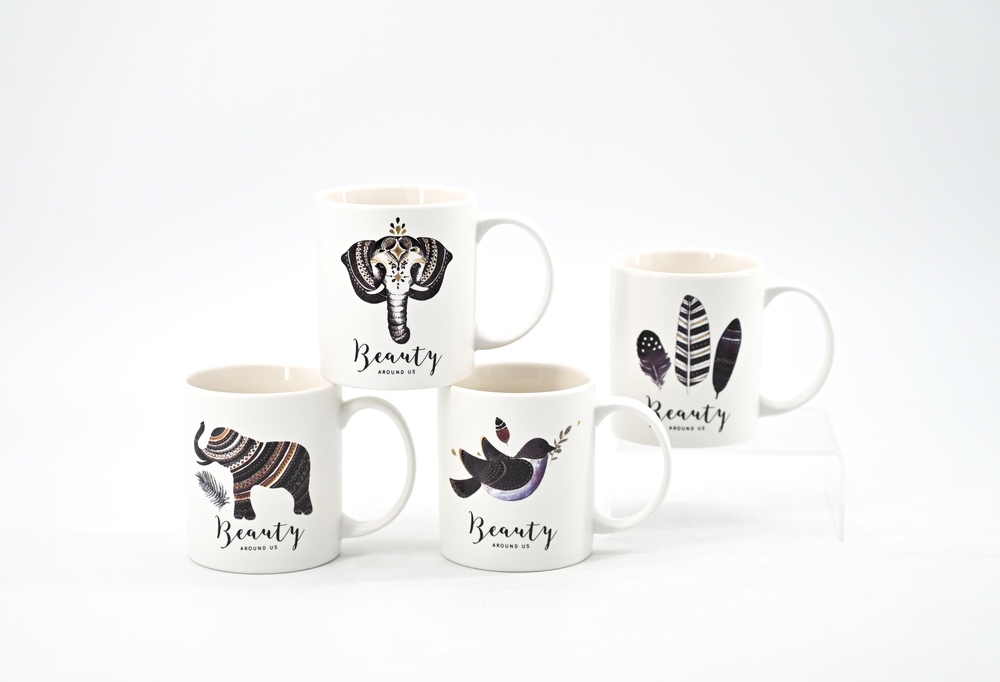 New bone china ceramics matt mug with decal