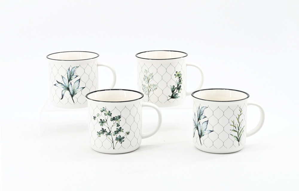 New bone china ceramics decal mug+color glazed rim